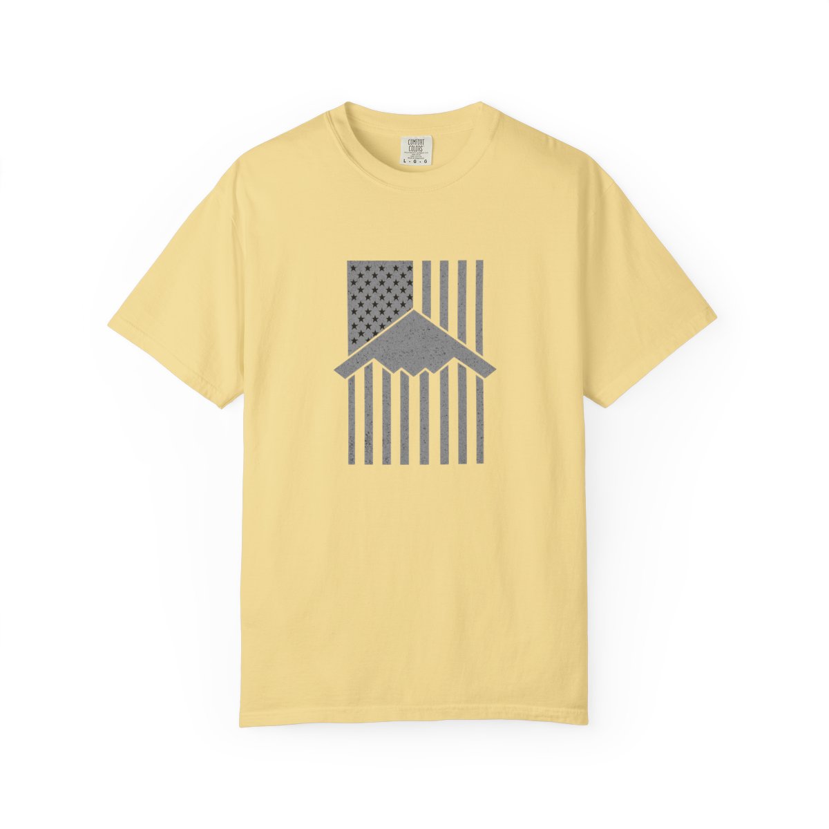 B-2 Spirit Stealth Bomber Patriotic Vintage Flag T-Shirt - alternate angle 5, merchandise