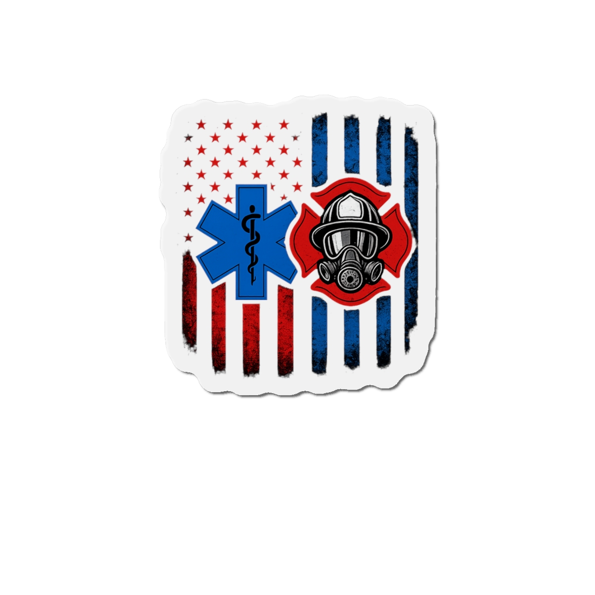 Patriotic Paramedic Firefighter Split Flag T-Shirt - alternate angle 2, merchandise