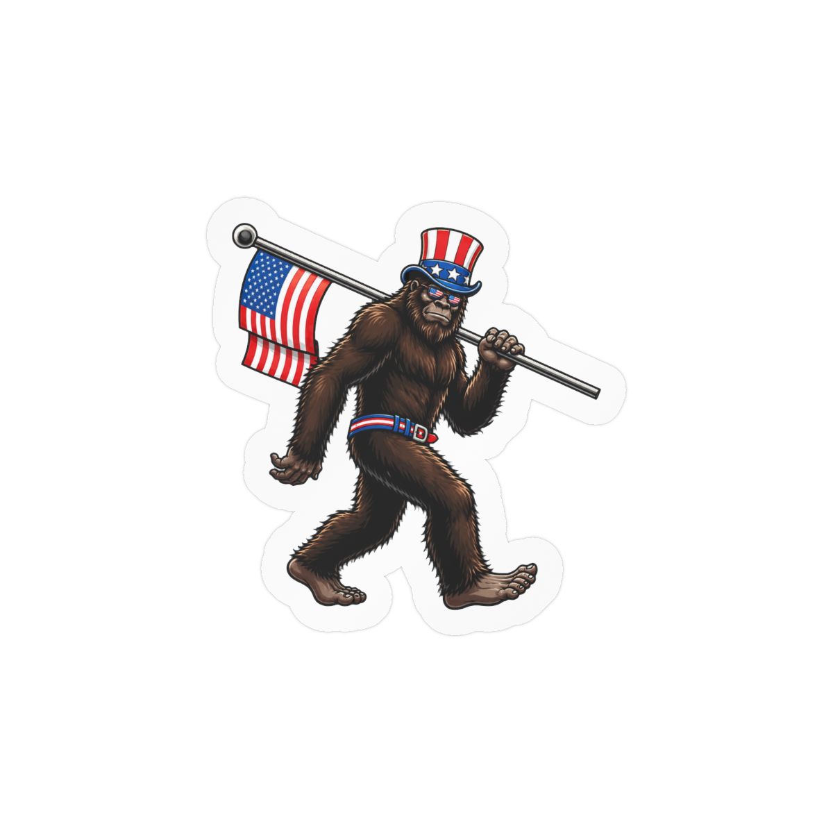 Patriotic Bigfoot Sticker | Funny Vinyl Decal - alternate angle 1, merchandise