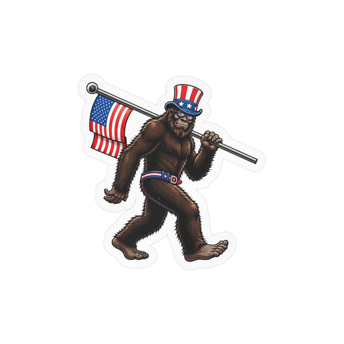 Patriotic Bigfoot Sticker | Funny Vinyl Decal - alternate angle 2, merchandise